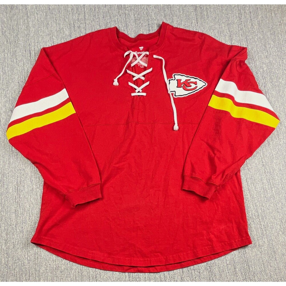 Fanatics Kansas City Chiefs NFL Lace-Up Long Sleeve Shirt Red Size L